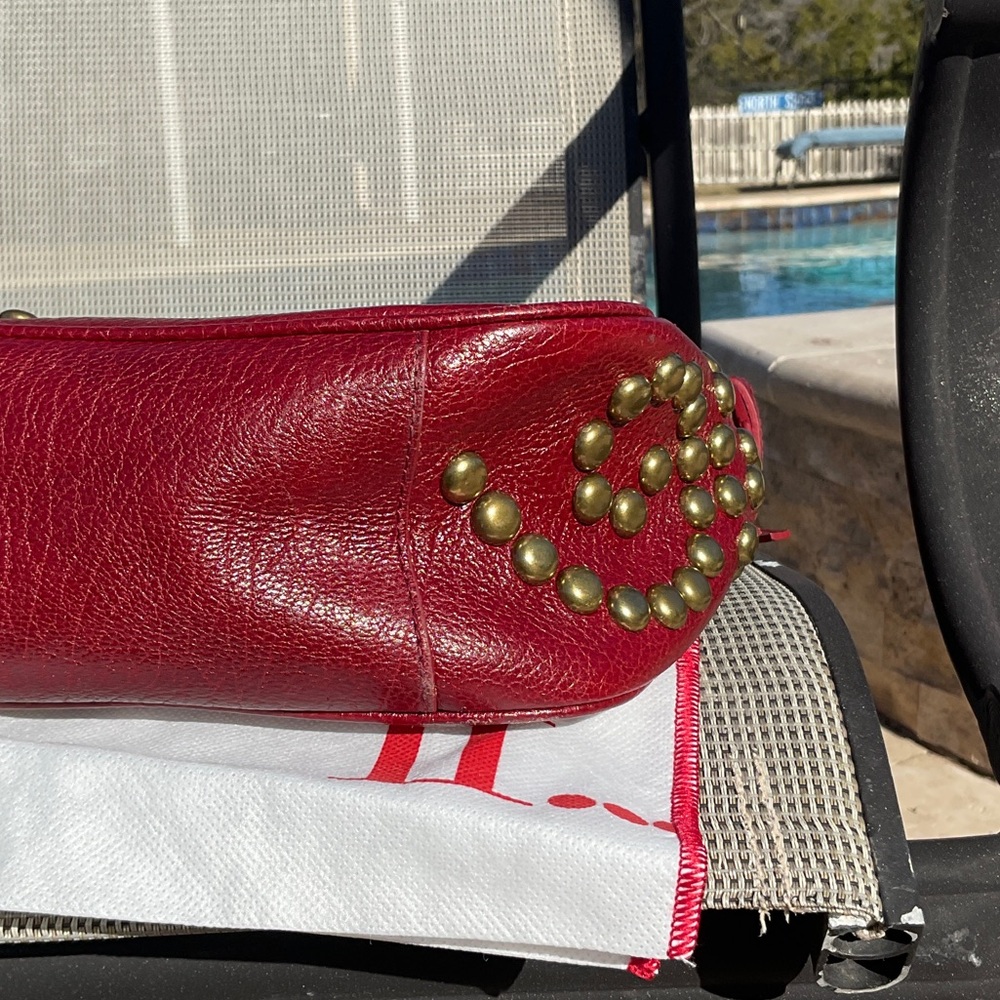 Isabella Fiore Red Studded Marisa Shoulder Bag - Picture 6 of 12